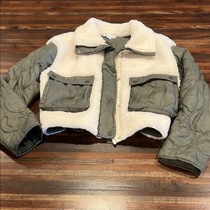 Athleta Cream Sherpa Bomber Jacket